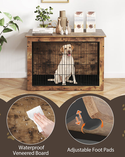 Giantex Dog Crate Furniture with Cushion - 33"/ 39" L Indoor Dog Kennel with Double Doors