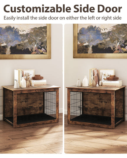 Giantex Dog Crate Furniture with Cushion - 33"/ 39" L Indoor Dog Kennel with Double Doors