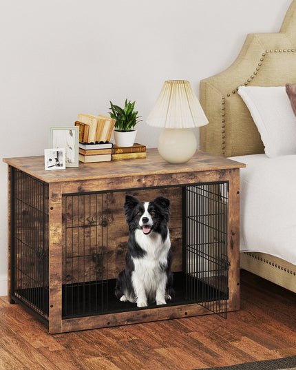 Giantex Dog Crate Furniture with Cushion - 33"/ 39" L Indoor Dog Kennel with Double Doors