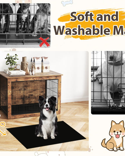 Giantex Dog Crate Furniture with Cushion - 33"/ 39" L Indoor Dog Kennel with Double Doors