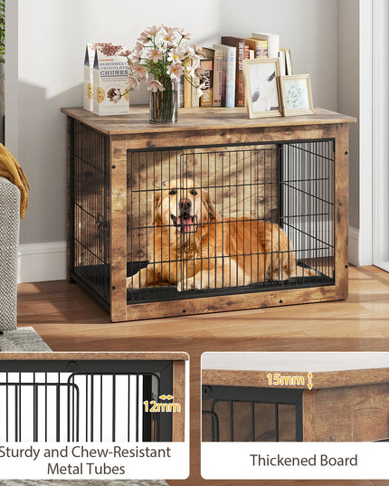 Giantex Dog Crate Furniture with Cushion - 33"/ 39" L Indoor Dog Kennel with Double Doors