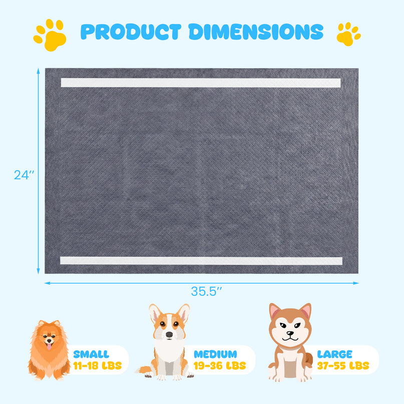 Giantex 150-Pack 36" x 24" Charcoal Dog Pee Pads for Medium & Large Dogs