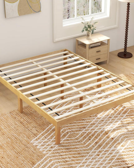 Giantex 14 Inch Twin Wood Platform Bed Frame, Minimalist Twin Bed Frame with Wooden Slats Support & Rubber Wood Legs