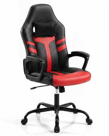 Giantex Faux Leather Upholstered Office Chair w/Removable Head Pillow