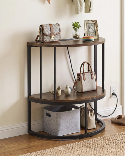 Giantex Half Moon Console Table with Outlets Entry Table for Hallway and Living Room