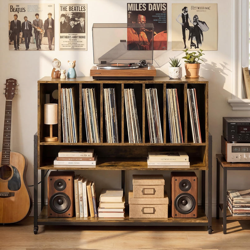 Giantex Large Record Player Stand with Charging Station