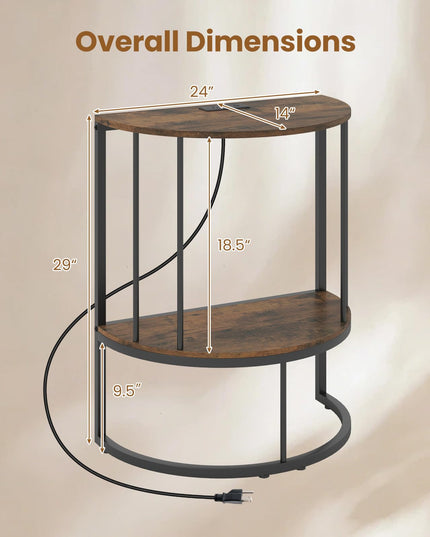 Giantex Half Moon Console Table with Outlets Entry Table for Hallway and Living Room