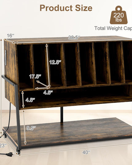 Giantex Large Record Player Stand with Charging Station