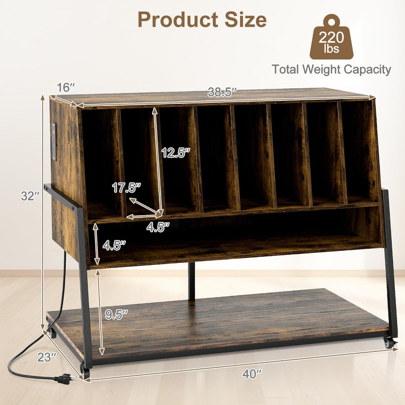 Giantex Large Record Player Stand with Charging Station