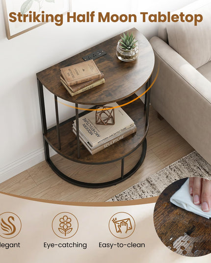 Giantex Half Moon Console Table with Outlets Entry Table for Hallway and Living Room