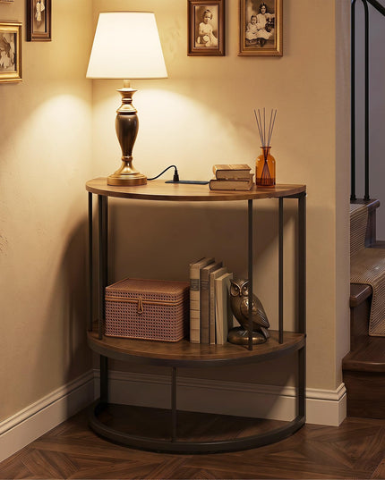 Giantex Half Moon Console Table with Outlets Entry Table for Hallway and Living Room
