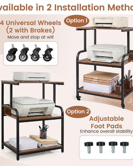 Giantex Rolling Printer Stand with Adjustable Storage Shelf