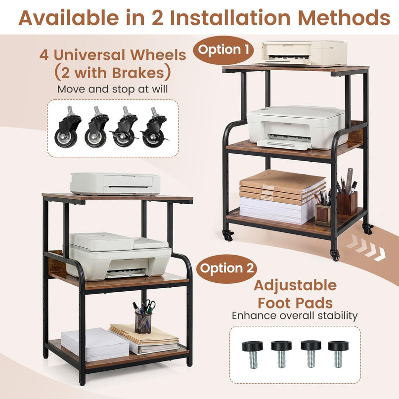 Giantex Rolling Printer Stand with Adjustable Storage Shelf