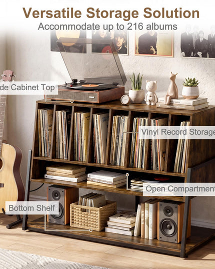 Giantex Large Record Player Stand with Charging Station