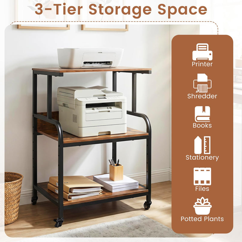 Giantex Rolling Printer Stand with Adjustable Storage Shelf