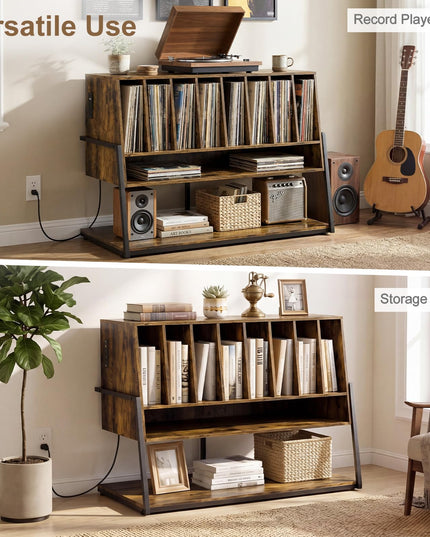 Giantex Large Record Player Stand with Charging Station