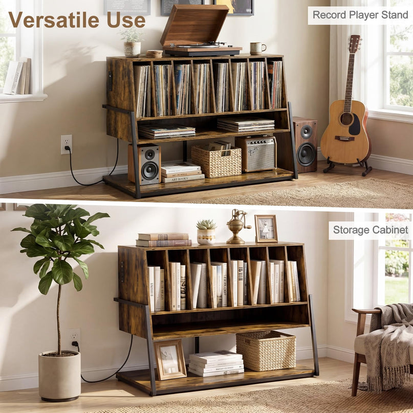 Giantex Large Record Player Stand with Charging Station