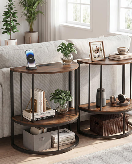 Giantex Half Moon Console Table with Outlets Entry Table for Hallway and Living Room