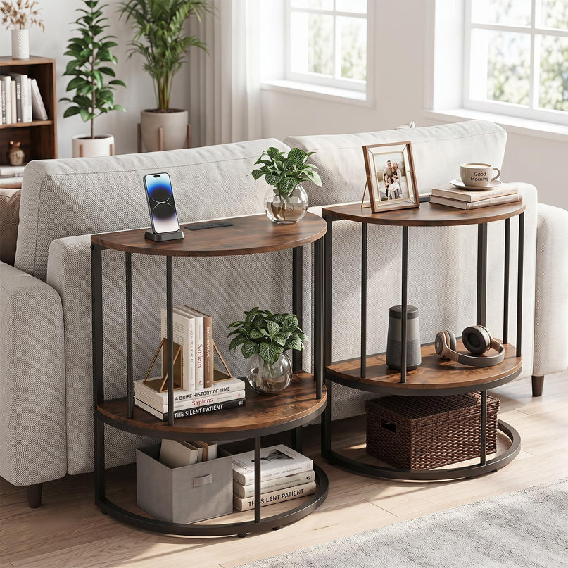 Giantex Half Moon Console Table with Outlets Entry Table for Hallway and Living Room