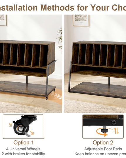 Giantex Large Record Player Stand with Charging Station