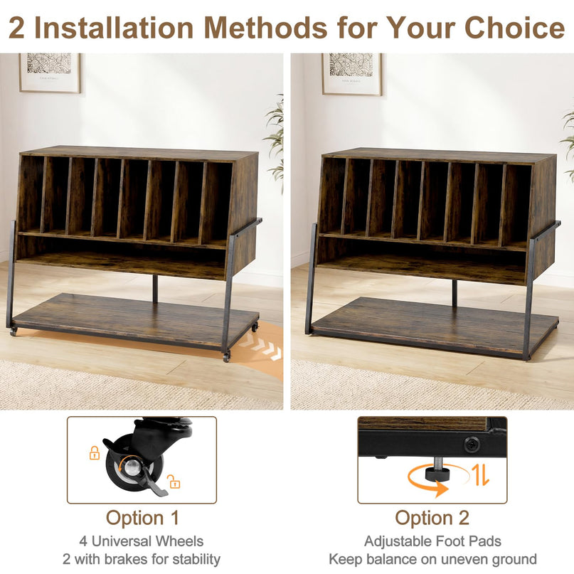 Giantex Large Record Player Stand with Charging Station