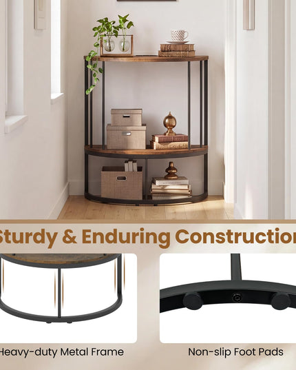 Giantex Half Moon Console Table with Outlets Entry Table for Hallway and Living Room
