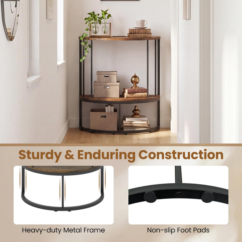 Giantex Half Moon Console Table with Outlets Entry Table for Hallway and Living Room
