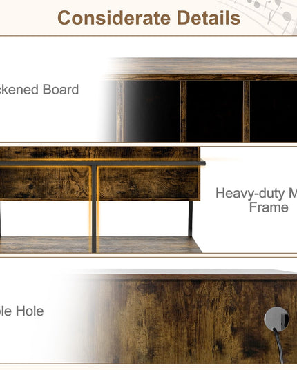 Giantex Large Record Player Stand with Charging Station