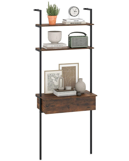 Giantex 4-Tier Ladder Bookshelf with Wall Mounted Storage Shelf for Living Room