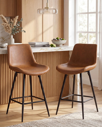 GIANTEX 24 Inch Faux Leather Upholstered Bar Stools Set of 2/4