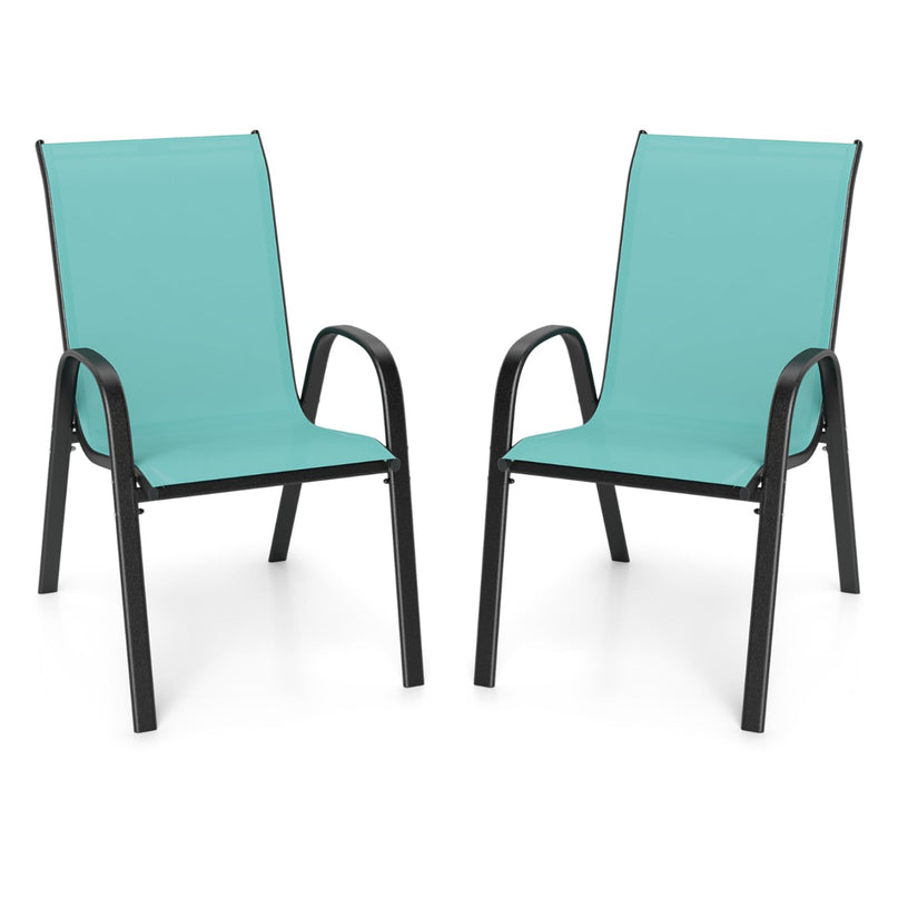 Giantex Stackable Outdoor Dining Chairs with Breathable & Quick-Dry Fabric & Armrests(Set of 2)