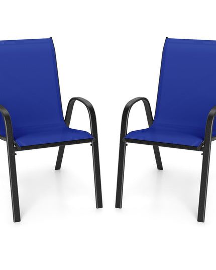 Giantex Stackable Outdoor Dining Chairs with Breathable & Quick-Dry Fabric & Armrests(Set of 2)