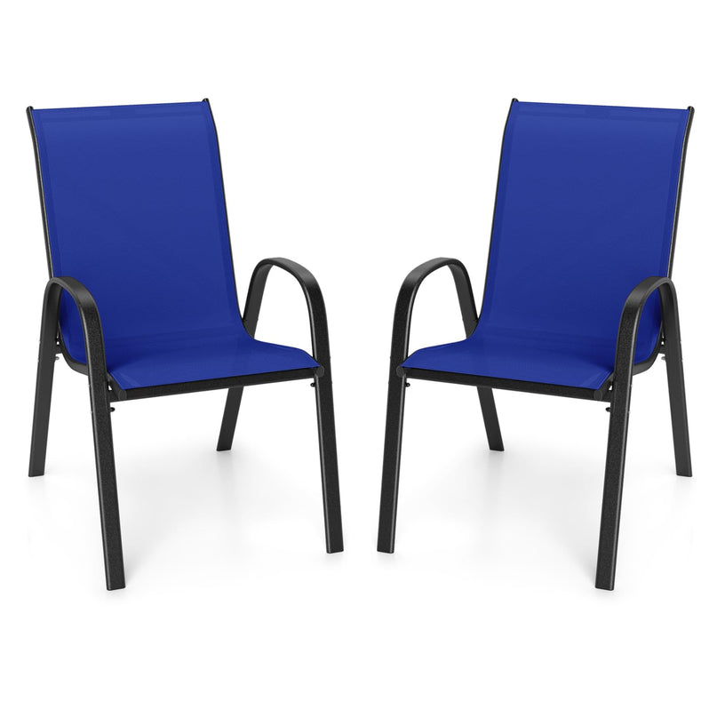 Giantex Stackable Outdoor Dining Chairs with Breathable & Quick-Dry Fabric & Armrests(Set of 2)
