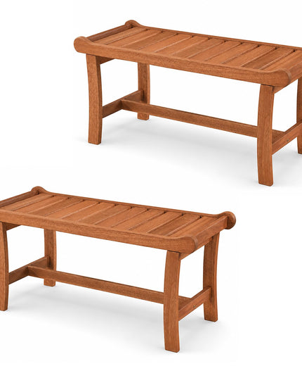 GIANTEX 2-Person Outdoor Wood Benches with Slatted Seats