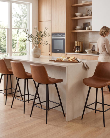 GIANTEX 24 Inch Faux Leather Upholstered Bar Stools Set of 2/4