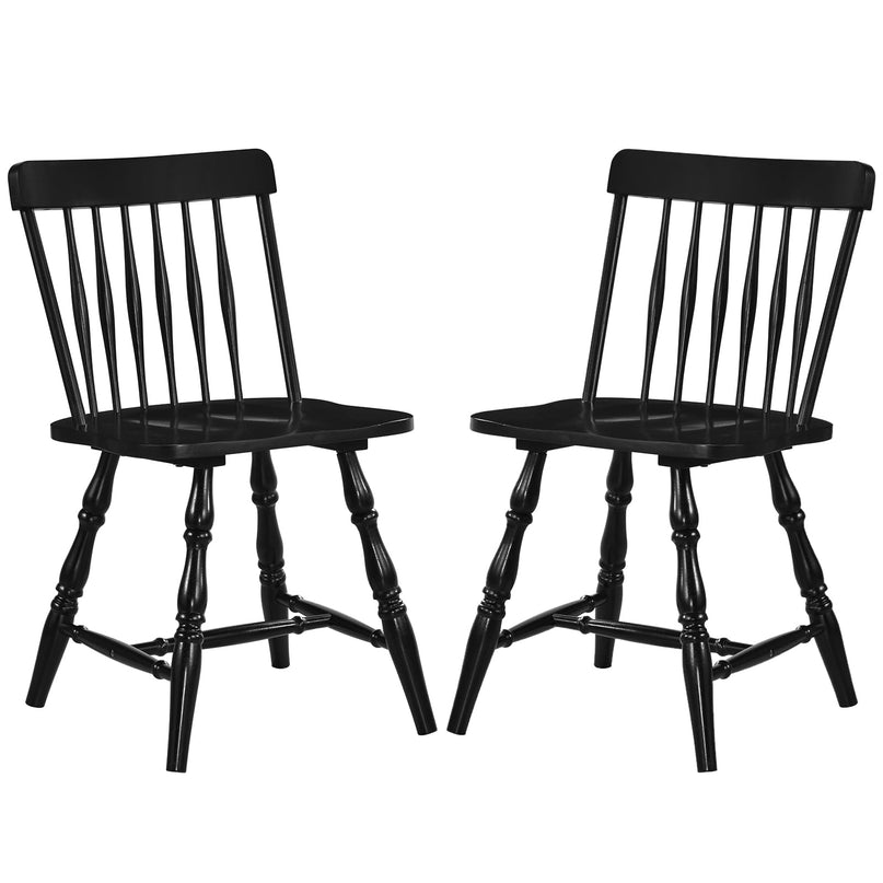 Giantex Windsor Dining Chairs Set of 2/4 with Turned Legs Curved Spindle Back & Contoured Sat