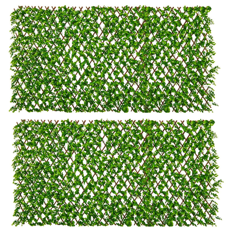 Brise-vue extensible Giantex - Panneau de clôture décoratif en fausses feuilles d'eucalyptus violet pour balcon (1/2 paquet)