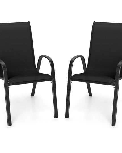 Giantex Stackable Outdoor Dining Chairs with Breathable & Quick-Dry Fabric & Armrests(Set of 2)