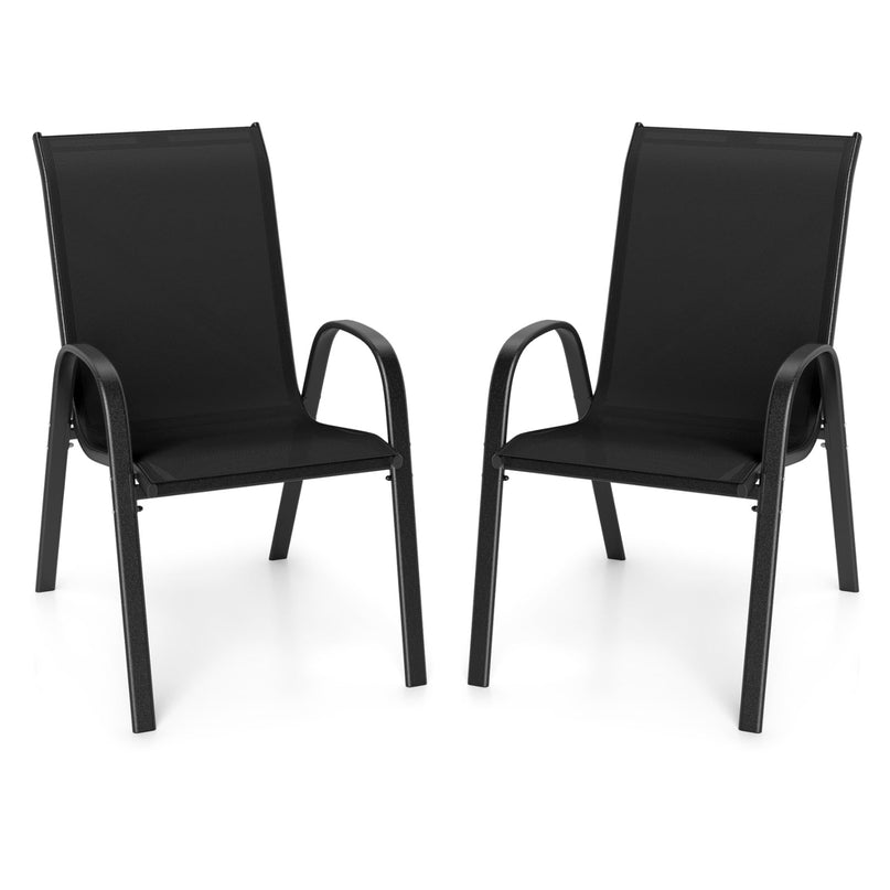 Giantex Stackable Outdoor Dining Chairs with Breathable & Quick-Dry Fabric & Armrests(Set of 2)