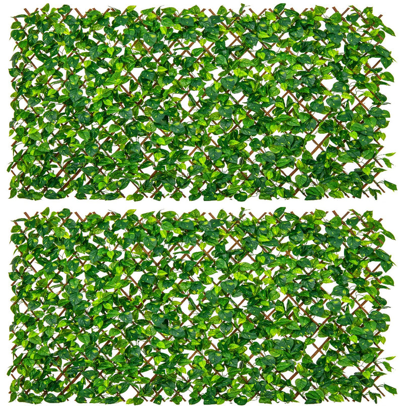 Brise-vue extensible Giantex - Panneau de clôture décoratif en fausses feuilles d'eucalyptus violet pour balcon (1/2 paquet)