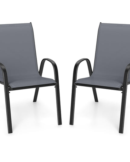 Giantex Stackable Outdoor Dining Chairs with Breathable & Quick-Dry Fabric & Armrests(Set of 2)