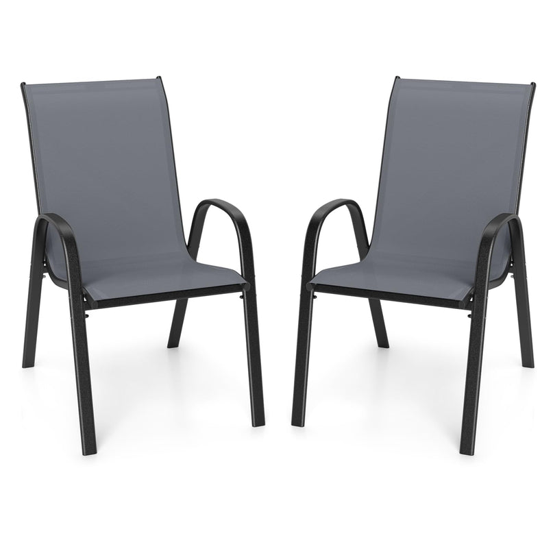 Giantex Stackable Outdoor Dining Chairs with Breathable & Quick-Dry Fabric & Armrests(Set of 2)
