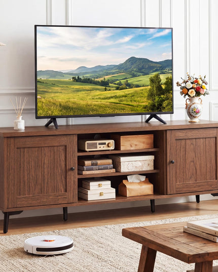 Meuble TV Giantex Mid Century 2 portes pour téléviseurs jusqu'à 65 pouces pour salon