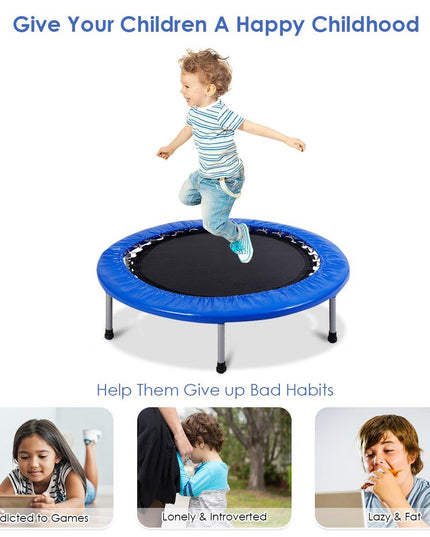 Mini Fitness Trampoline for Adults and Kids, 38 Inch Rebounder Trampoline - Giantexus