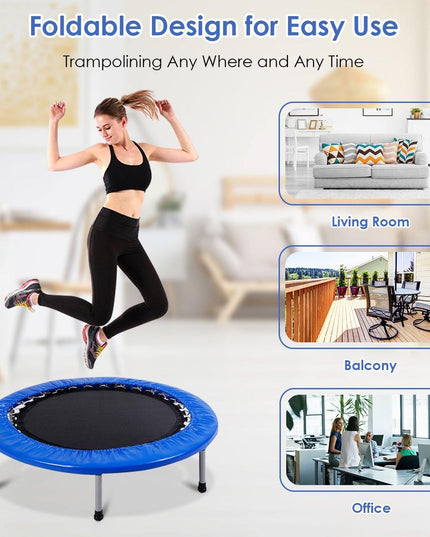 Mini Fitness Trampoline for Adults and Kids, 38 Inch Rebounder Trampoline - Giantexus