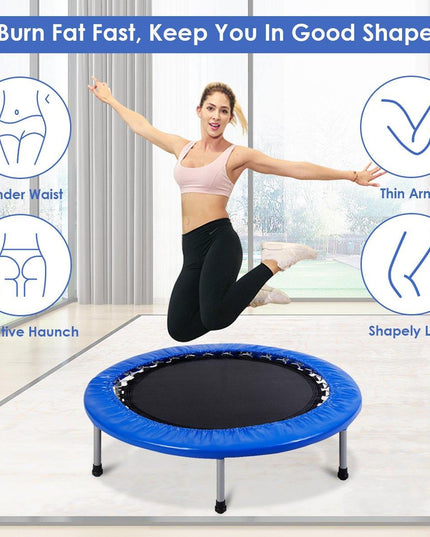 Mini Fitness Trampoline for Adults and Kids, 38 Inch Rebounder Trampoline - Giantexus