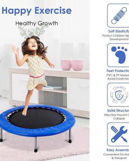 Mini Fitness Trampoline for Adults and Kids, 38 Inch Rebounder Trampoline - Giantexus