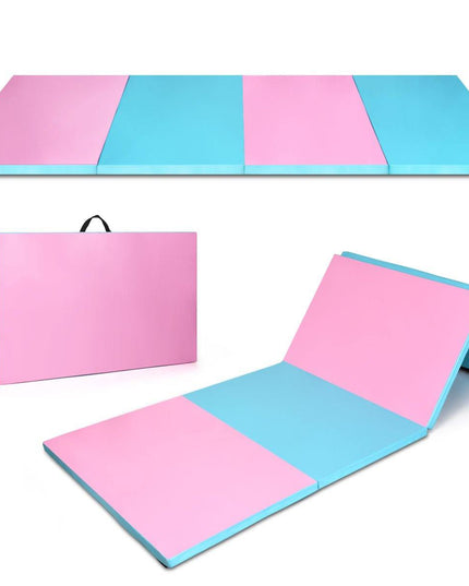 4'x8'x2 Gymnastics Mat, Folding Anti-Tear Gymnastics Panel Mats w/Carrying Handles - Giantexus