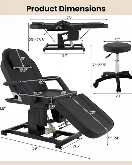 Giantex Lit de Soin Visage Électrique pour Esthéticienne avec Tabouret Hydraulique