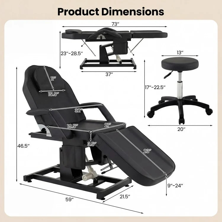 Giantex Electric Facial Bed for Esthetician w/Hydraulic Stool